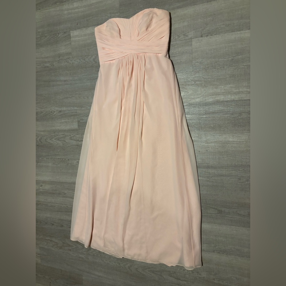 Davids Bridal Bridesmaid Dress Sz 12 Light Pink Maid Of Honor Wedding Chiffon